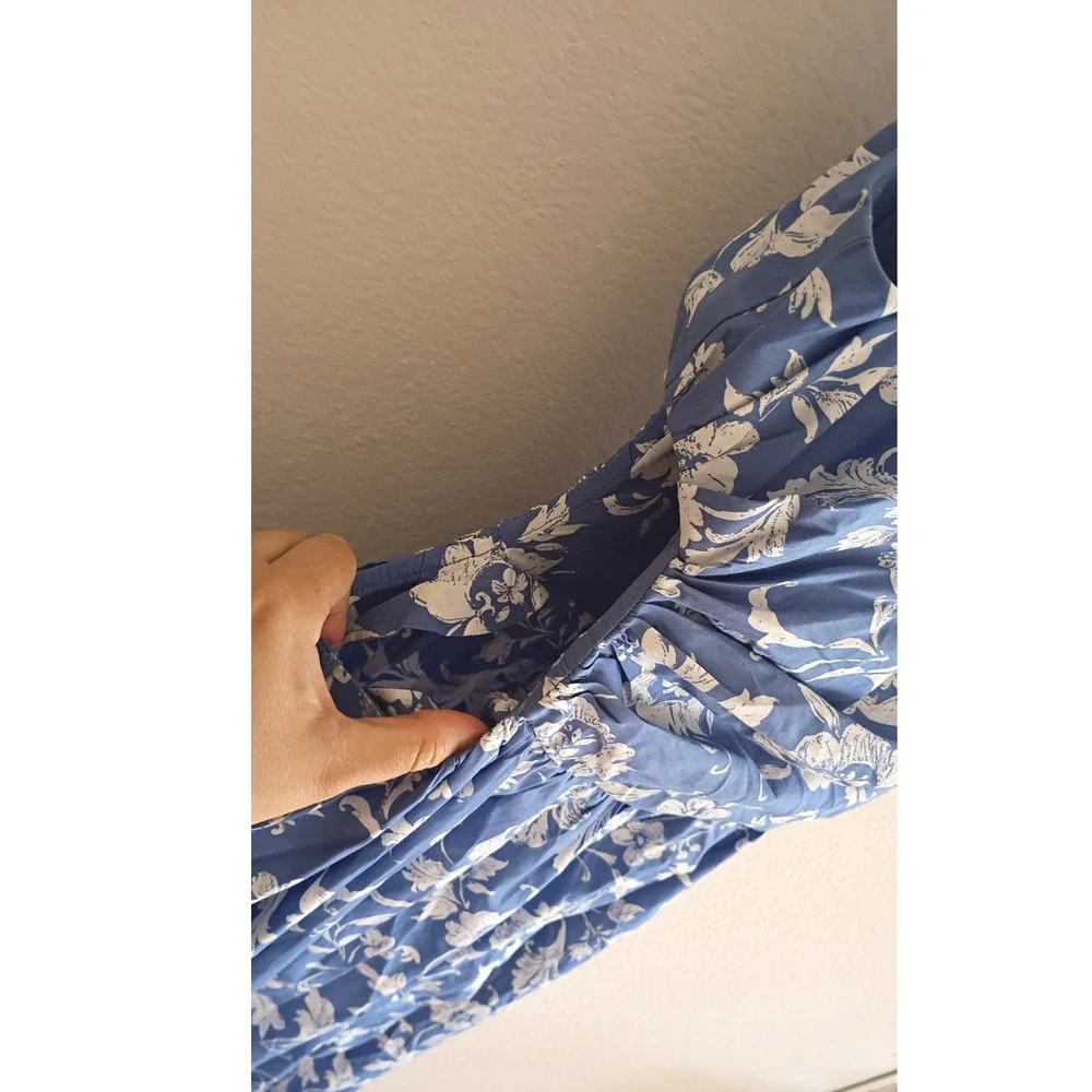 NWOT Abercrombie & Fitch‎ Blue Floral One Shoulder Cutout Maxi Dress SP Pockets